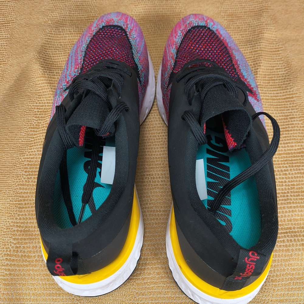Nike Odyssey React Flyknit 2 Mens Running Shoes Black Multi Color AH1015-005 12 - Picture 9 of 14